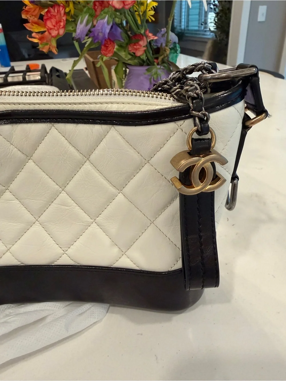 Chanel Gabrielle Crossbody/Shoulder Bag in White and Black
